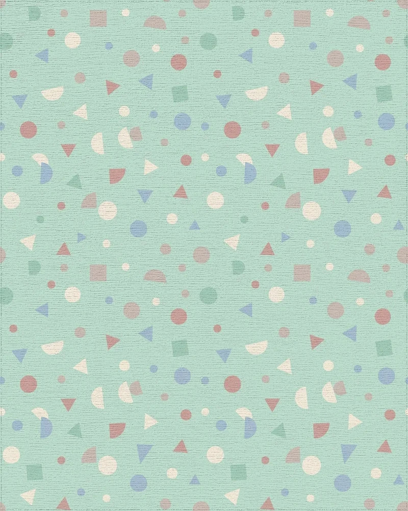 Soft Mint Geometric Confetti Scatter Rug - Cutout View