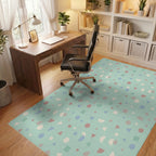 Soft Mint Geometric Confetti Scatter Rug Office View