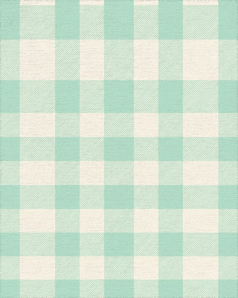 Soft Mint Gingham Check Rug - Cutout View