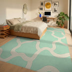 Soft Mint Ivory Organic Pattern Rug Bedroom View