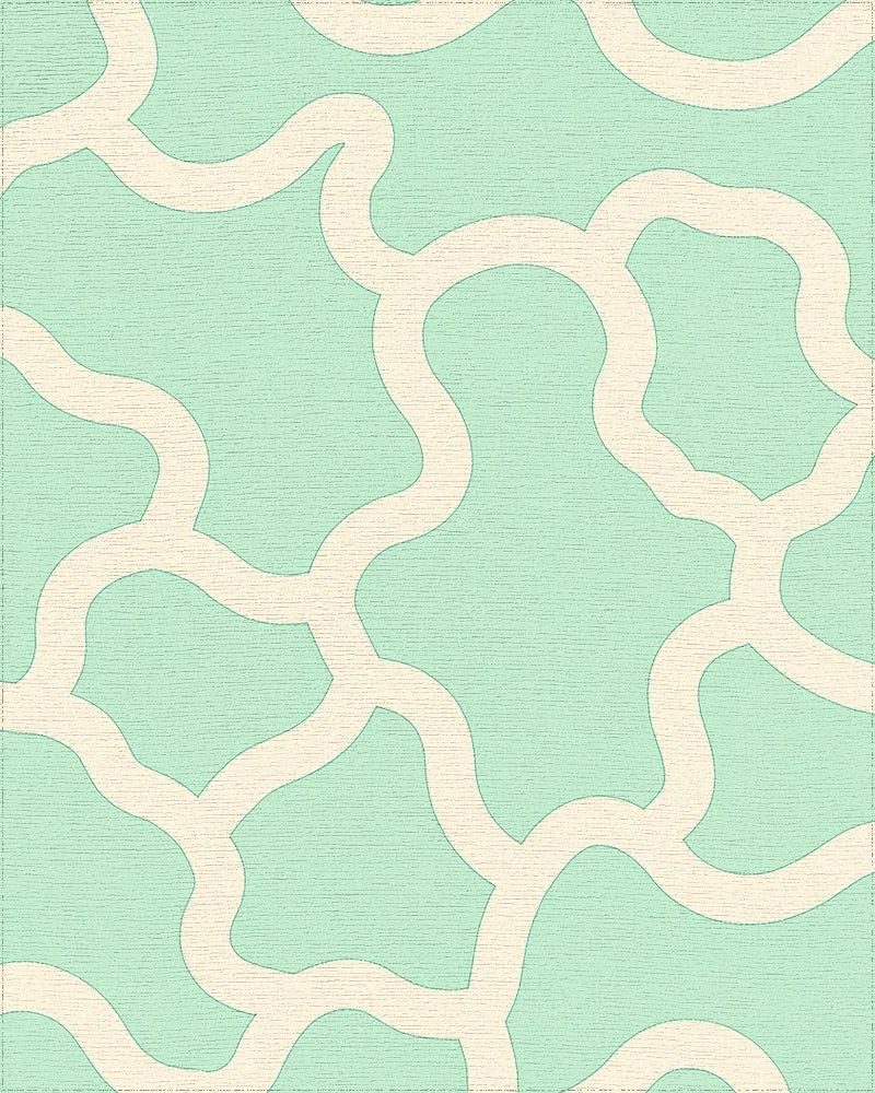 Soft Mint Ivory Organic Pattern Rug - Cutout View