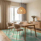 Soft Mint Ivory Organic Pattern Rug Dining Room View