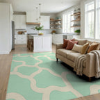 Soft Mint Ivory Organic Pattern Rug Living Room View
