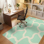 Soft Mint Ivory Organic Pattern Rug Office View