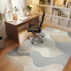 Soft Neutral Wave Landscape Rug - Office View