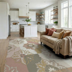 Soft Pastel Geometric Medallion Rug Living Room View
