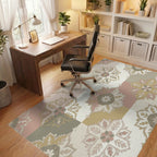Soft Pastel Geometric Medallion Rug Office View