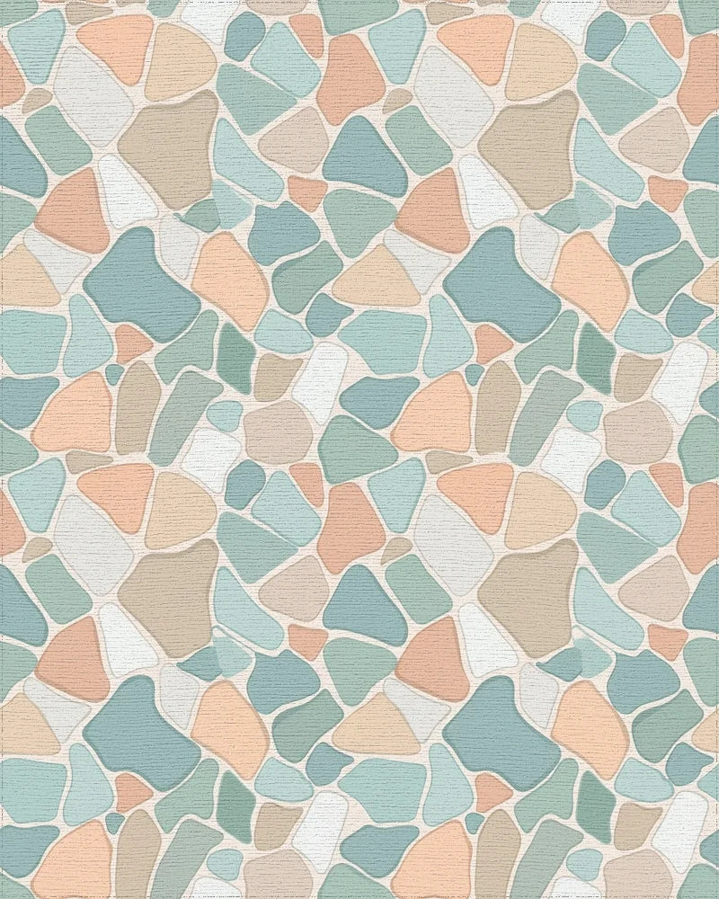 Soft Pastel Irregular Stone Mosaic Rug - Cutout View