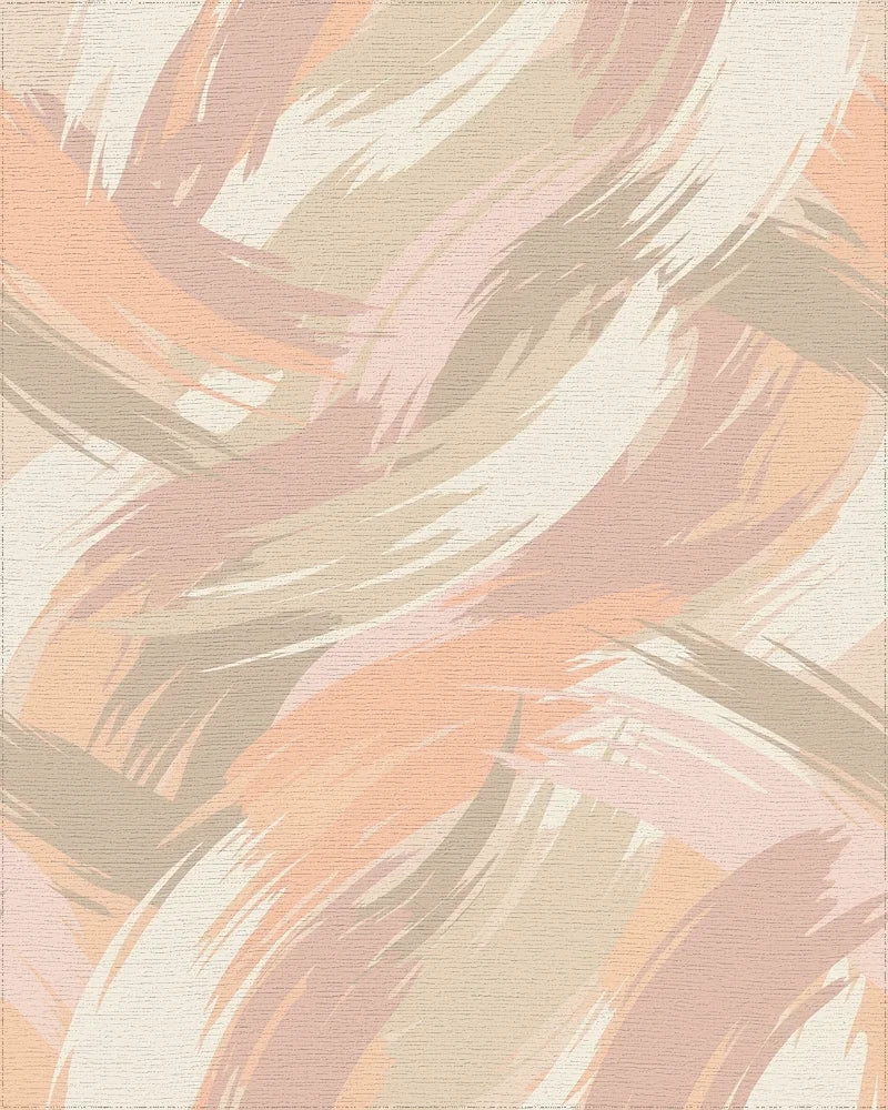 Soft Peach Abstract Brushstroke Rug - Cutout View