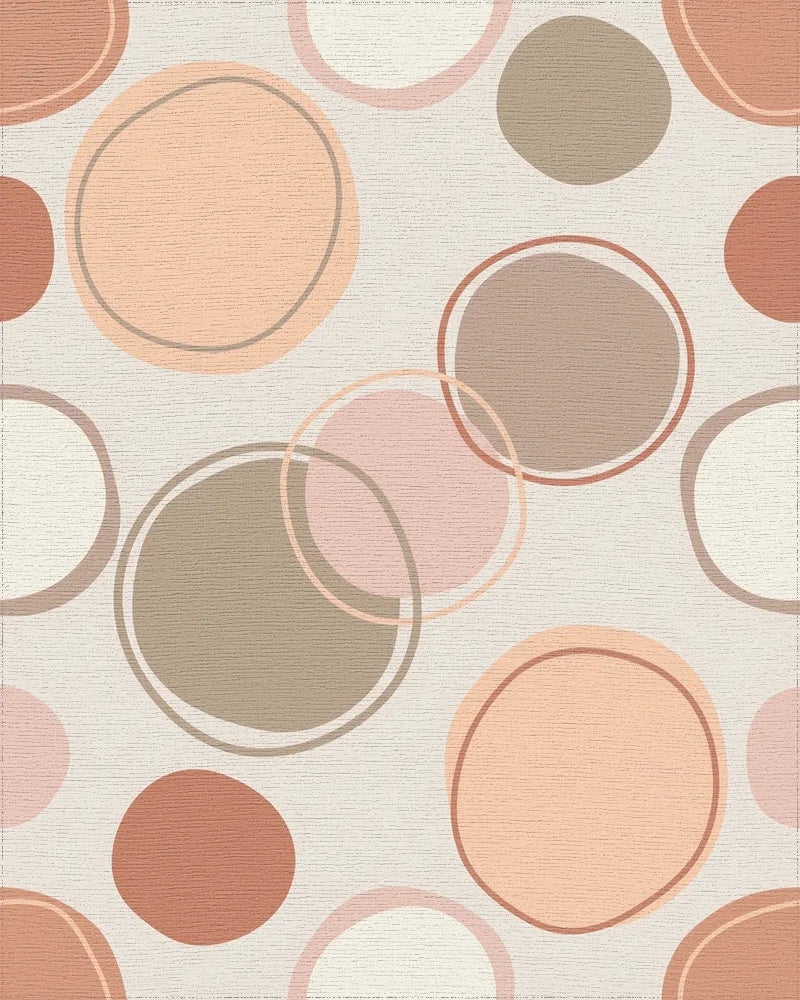 Soft Peach Abstract Circles Rug - Cutout View