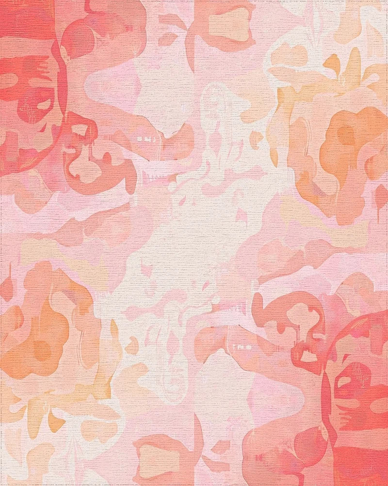 Soft Peach Blended Organic Shapes Rug - Cutout View