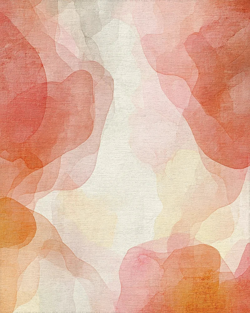 Soft Peach Watercolor Cloud Abstract Rug - Cutout View