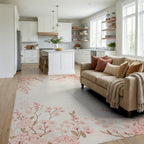 Soft Pink Cherry Blossom Branches Rug - Living Room View