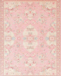 Soft Pink Floral Medallion Garden Rug - Cutout View