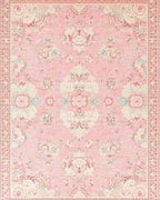 Soft Pink Floral Medallion Garden Rug - Cutout View