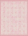 Soft Pink Floral Textured Medallion Rug - Cutout View