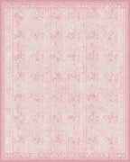 Soft Pink Floral Textured Medallion Rug - Cutout View