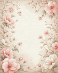 Soft Pink Floral Vine Border Rug - Cutout View
