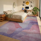 Soft Pink Purple Gradient Waves Rug - Bedroom View