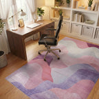 Soft Pink Purple Gradient Waves Rug - Office View
