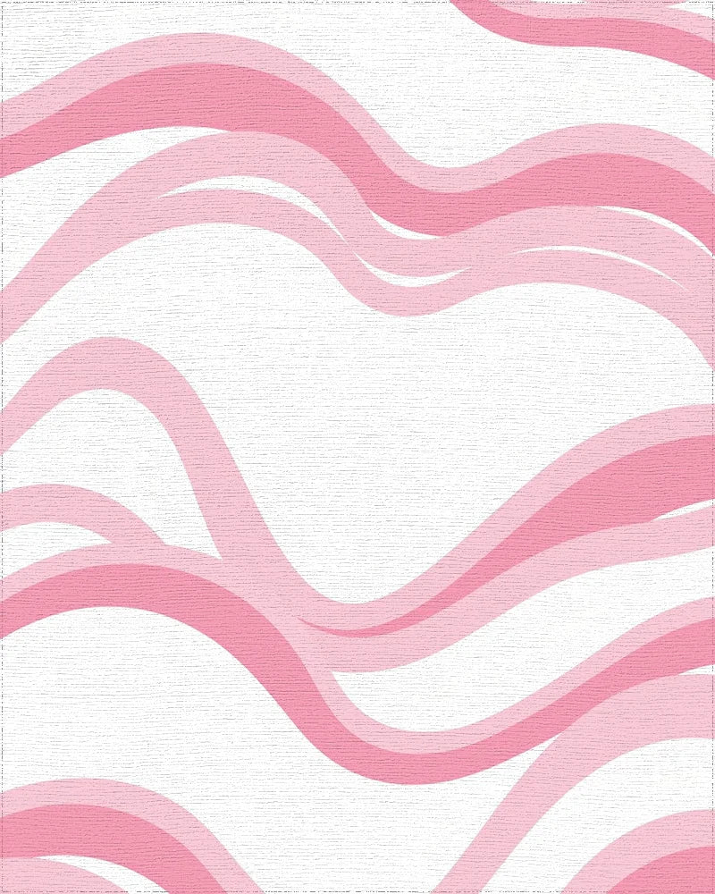 Soft Pink Wavy Stripes Design Rug - Cutout View