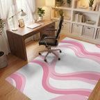 Soft Pink Wavy Stripes Design Rug - Office View