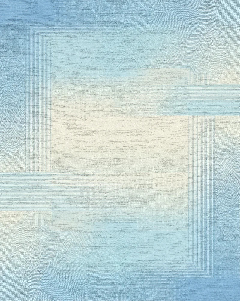 Soft Sky Blue Geometric Overlay Rug - Cutout View