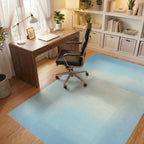 Soft Sky Blue Geometric Overlay Rug Office View