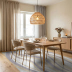 Soft Wavy Lines Pattern Rug Dining Room View