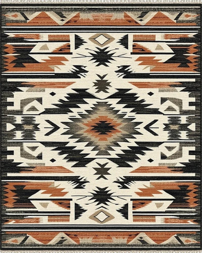 Southwestern Native American Geometric Rug - Cutout View