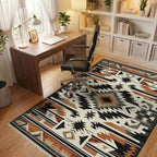 Southwestern Native American Geometric Rug - Office View