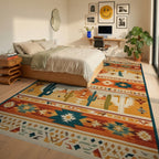 Southwestern Saguaro Desert Sunset Rug - Bedroom View