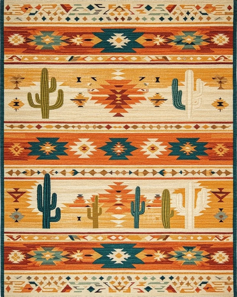 Southwestern Saguaro Desert Sunset Rug - Cutout View