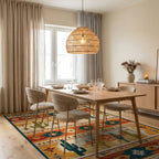 Southwestern Saguaro Desert Sunset Rug - Dining Room View