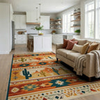 Southwestern Saguaro Desert Sunset Rug - Living Room View