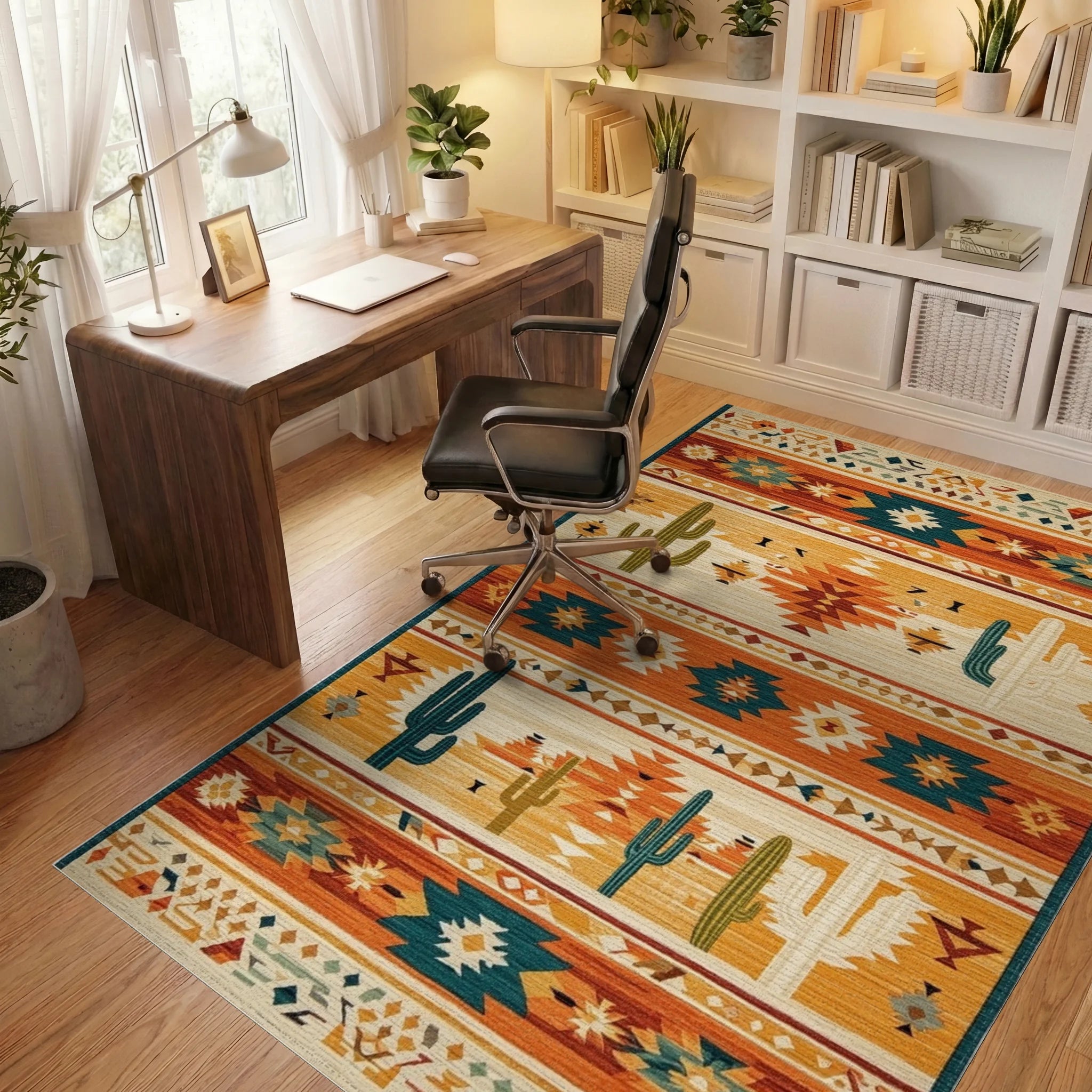 Southwestern Saguaro Desert Sunset Rug - Office View