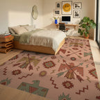 Southwestern Thunderbird Arrows Sun Rug Bedroom View