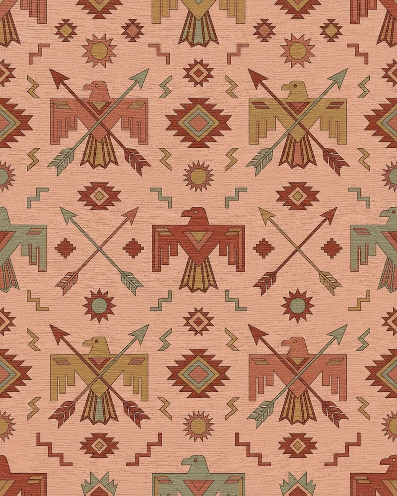 Southwestern Thunderbird Arrows Sun Rug - Cutout View
