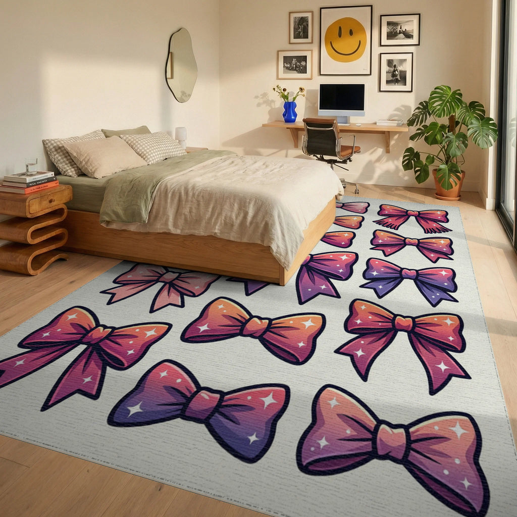 Sparkling Bow Assorted Color Collection Rug Bedroom View