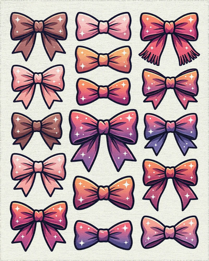 Sparkling Bow Assorted Color Collection Rug - Cutout View