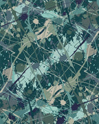 Splash Paint Abstract Teal and Tan Canvas Rug - Cutout View