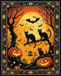 Spooky Black Cats Full Moon Pumpkins Rug - Cutout View