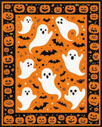 Spooky Ghost Pumpkin Halloween Pattern Rug - Cutout View