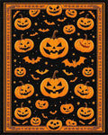 Spooky Jack-o-Lantern Bat Pattern Rug - Cutout View