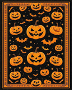 Spooky Jack-o-Lantern Bat Pattern Rug - Cutout View