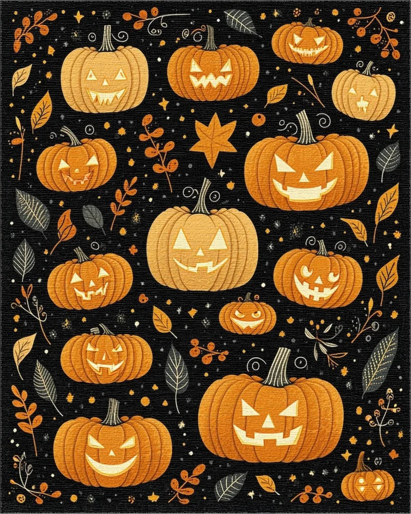 Spooky Jack O Lantern Pattern Rug - Cutout View