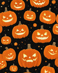 Spooky Orange Jack Lantern Pattern Rug - Cutout View