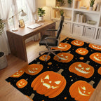 Spooky Orange Jack Lantern Pattern Rug Office View