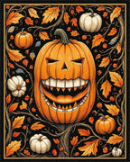 Spooky Pumpkin Vine Halloween Pattern Rug - Cutout View