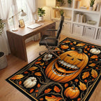 Spooky Pumpkin Vine Halloween Pattern Rug - Office View